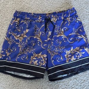 Boohoo Blue and Gold Swim Trunks